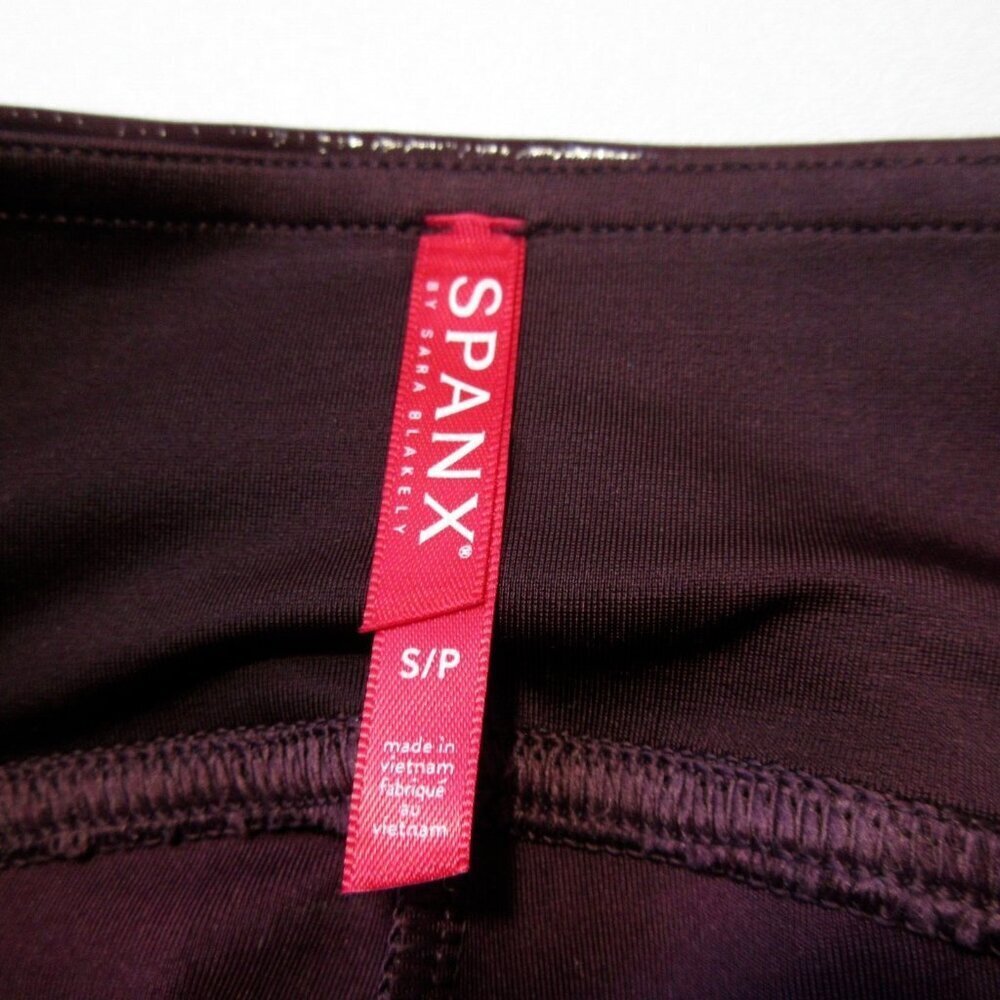 NWT SPANX 20301R Faux Patent Leather Leggings in Ruby Glossy S - Picture 4 of 7